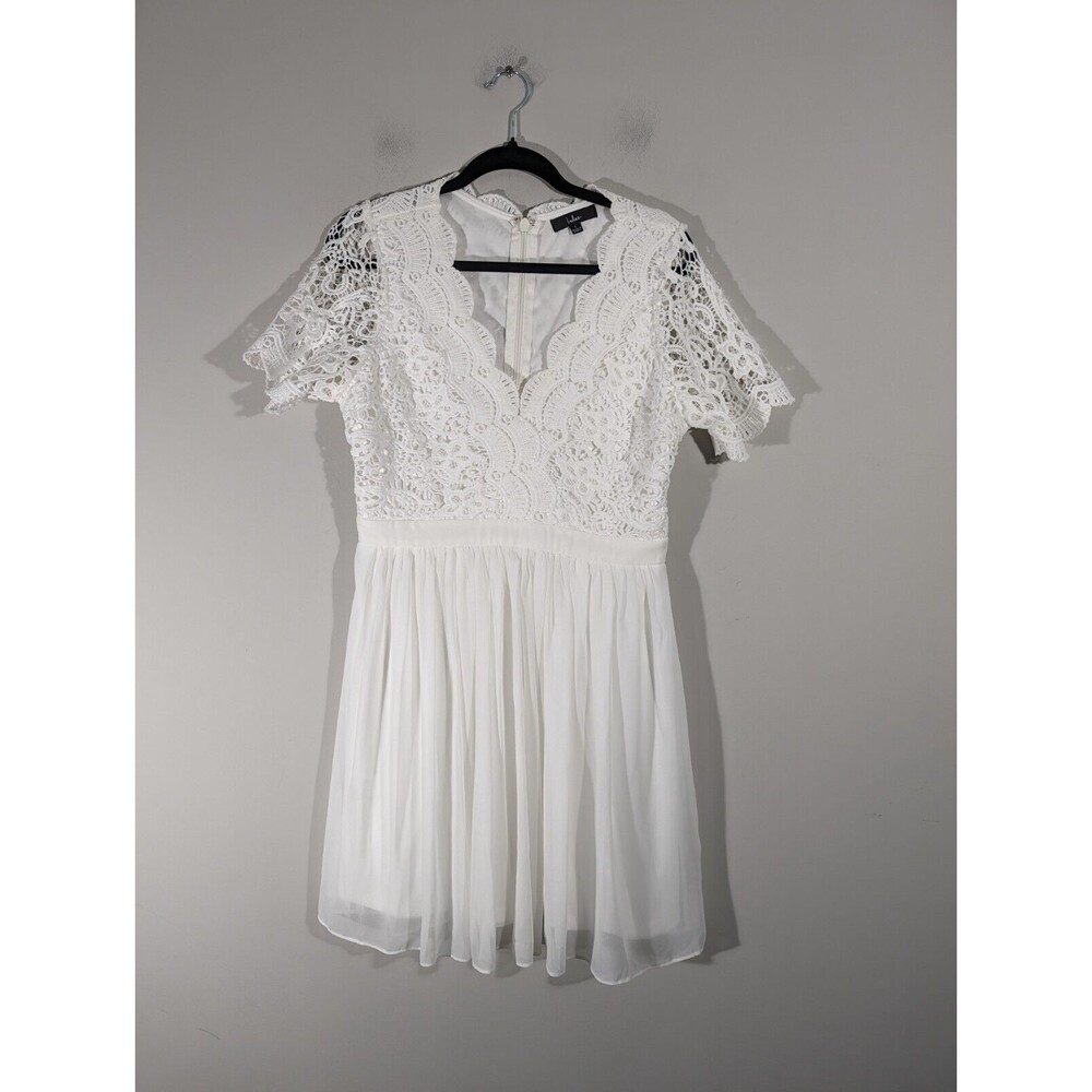 Lulus Dress Women Size L White Lace Angel in Disguise‎ Skater Lined